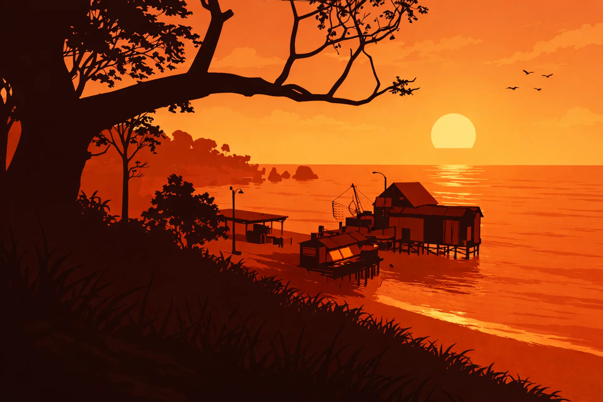 Rust sunset beach base